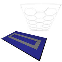 GARAGENBODENFLIESEN Belüftete und sechseckige LED-Leuchten 90 Blaue x 30 Graue - mit Kanten - Blau, Kunststoff (40/1.8/40cm)
