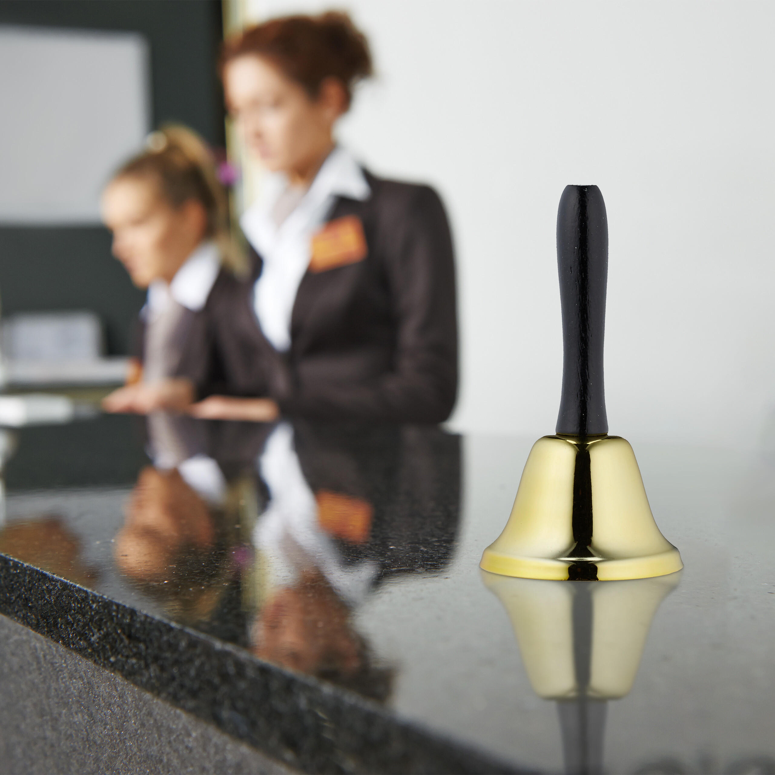 3XHANDGLOCKE - Goldfarben, Holz/Metall (6.5/12/6.5cm) - Relaxdays