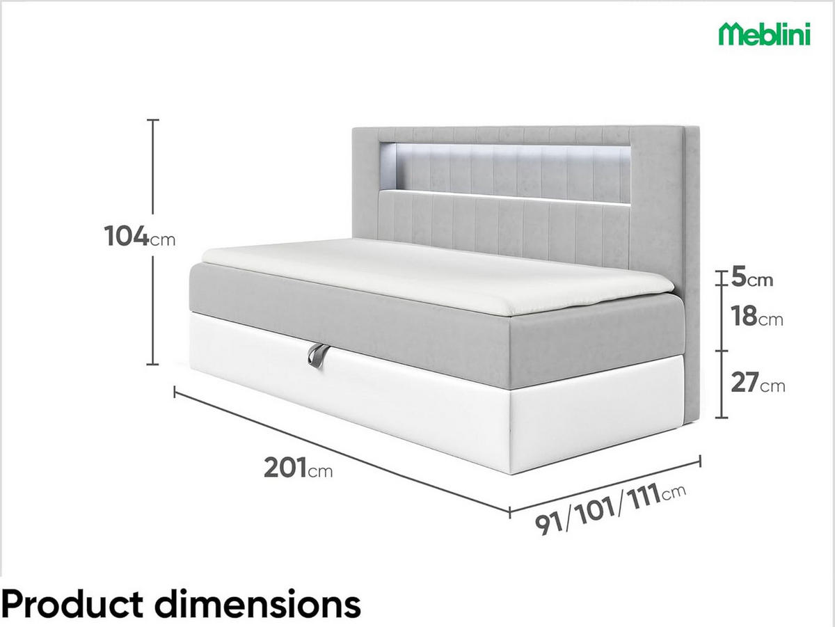 KINDERBETT GARETH 2 - Weiß/Grau, Holzwerkstoff (91/201cm) - Meblini