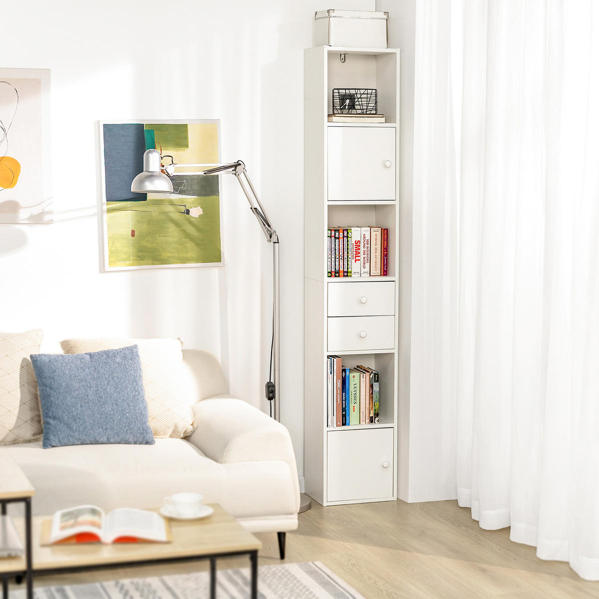 HOCHSCHRANK Weiß - Weiß, Holzwerkstoff (33/188/24cm) - SoBuy
