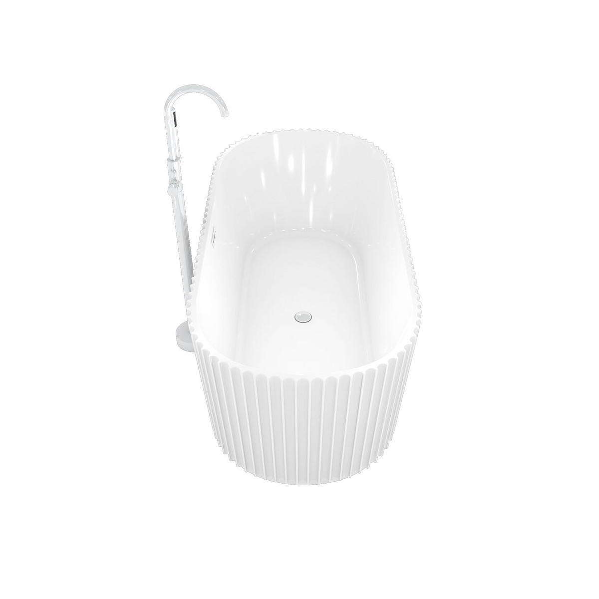 BADEWANNE freistehend F08 Armatur AF02 - Weiß, Glas/Kunststoff (80/58/170cm) - AcquaVapore by Sandra Jentho