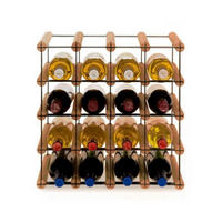 WEINREGAL Vinotega Mod Metal 42,5x42,5x24,5 cm 4x4 Flaschen Massives Kiefernholz Braun Geölt - Braun, Holz (42.5/42.5/24.5cm) - PROREGAL