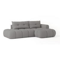 ECKSOFA FLUMA R-S Grau Geflochtener Stoff mit Schlaffunktion - Grau, Holz (274/165cm) - MASSENO