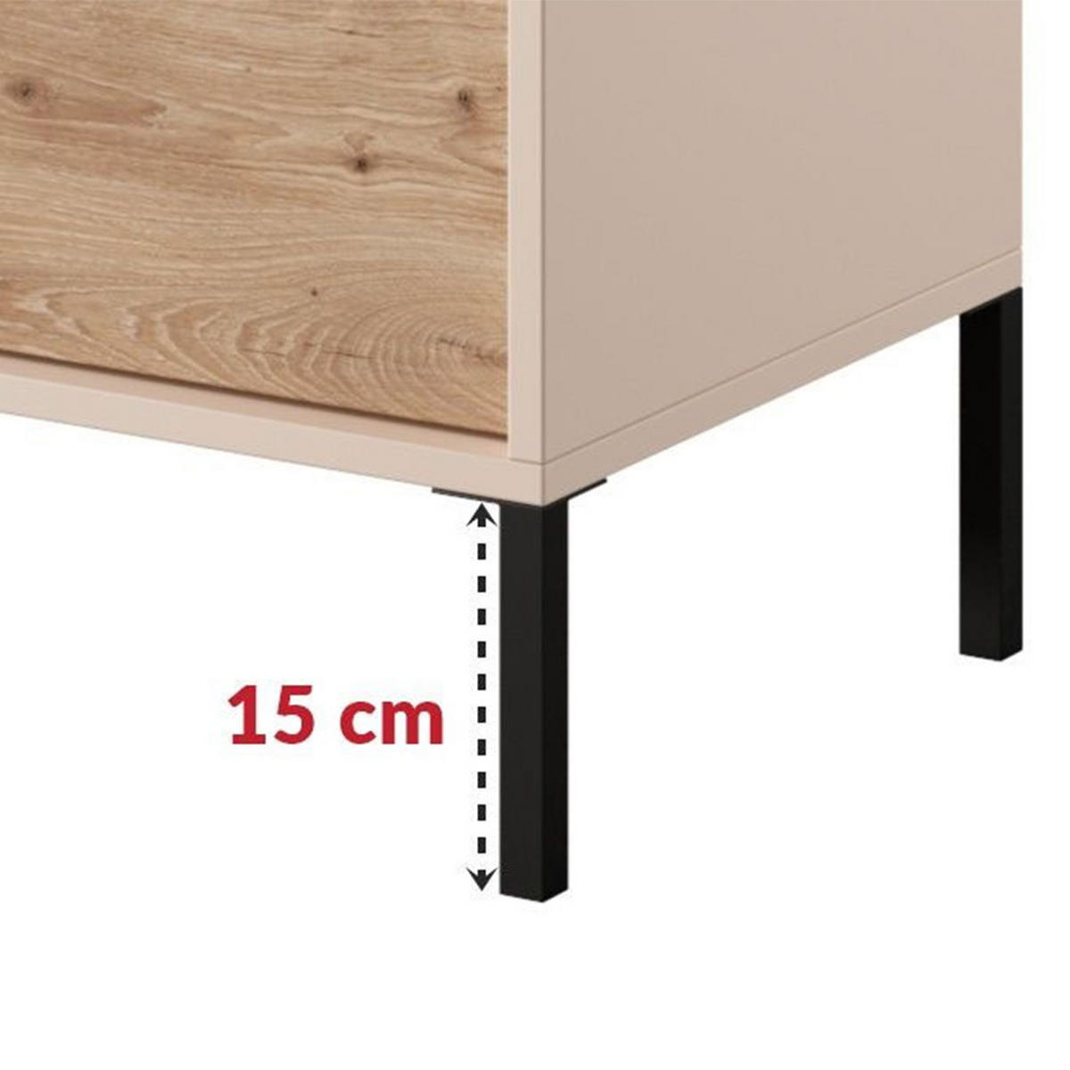 LOWBOARD Rave beige / Viking Oak 203 / 39,5 / 53cm - Beige/Braun, Holz/Holzwerkstoff (203/53/39.5cm) - Feldmann-Wohnen