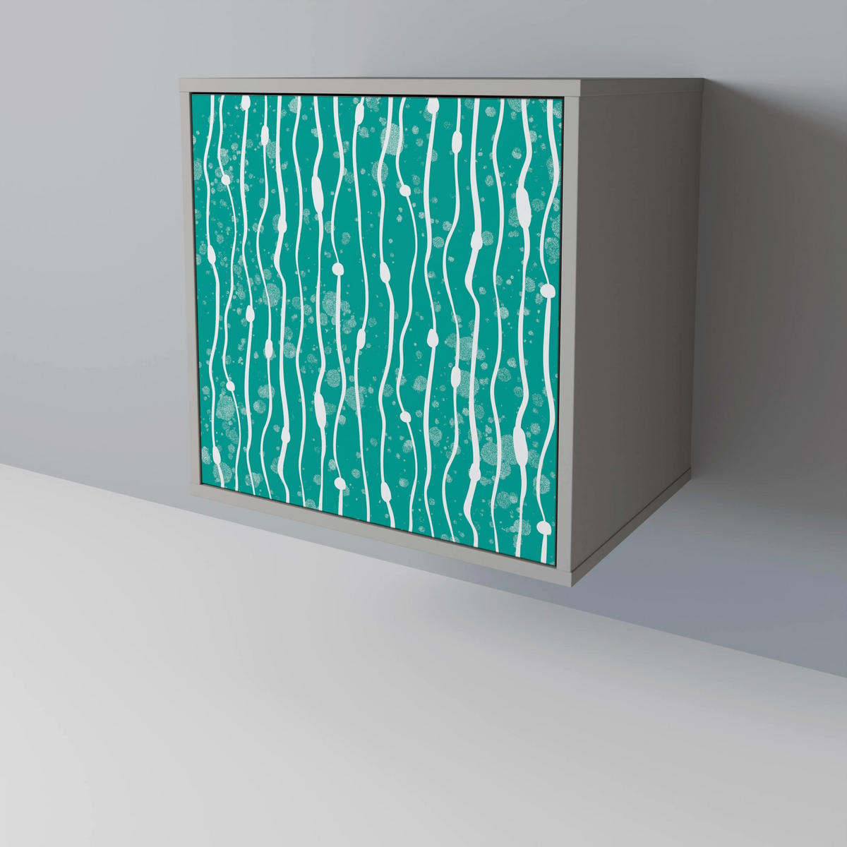 SIDEBOARD TURQUOISE RAIN, Grau, 57,5x42x75,5 cm, Goldfarbene Metallfüße - Goldfarben/Multicolor, Holzwerkstoff/Metall (57.5/75.5/42cm) - SpaceRebels