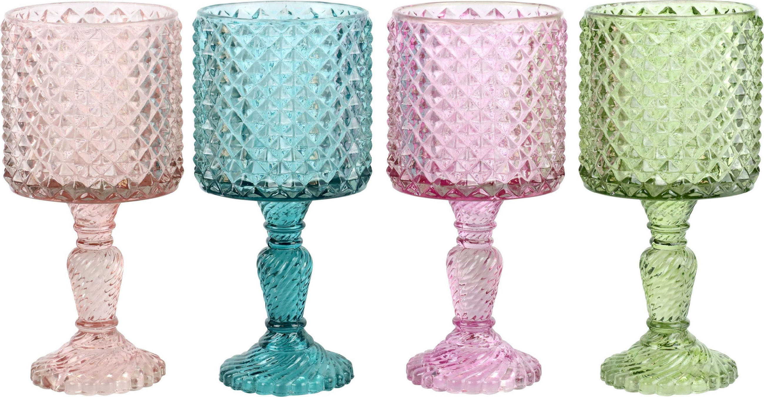 WINDLICHTER Floraison 4er-Set - Multicolor, Glas (14/29/14cm) - FURNARO