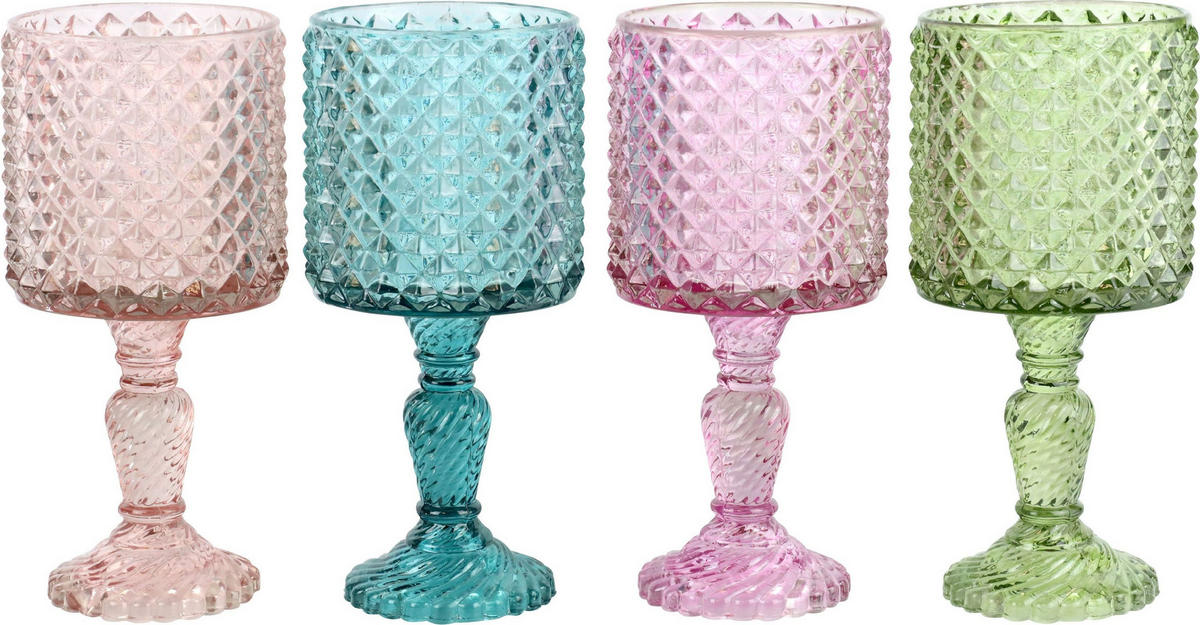 WINDLICHTER Floraison 4er-Set - Multicolor, Glas (14/29/14cm) - FURNARO