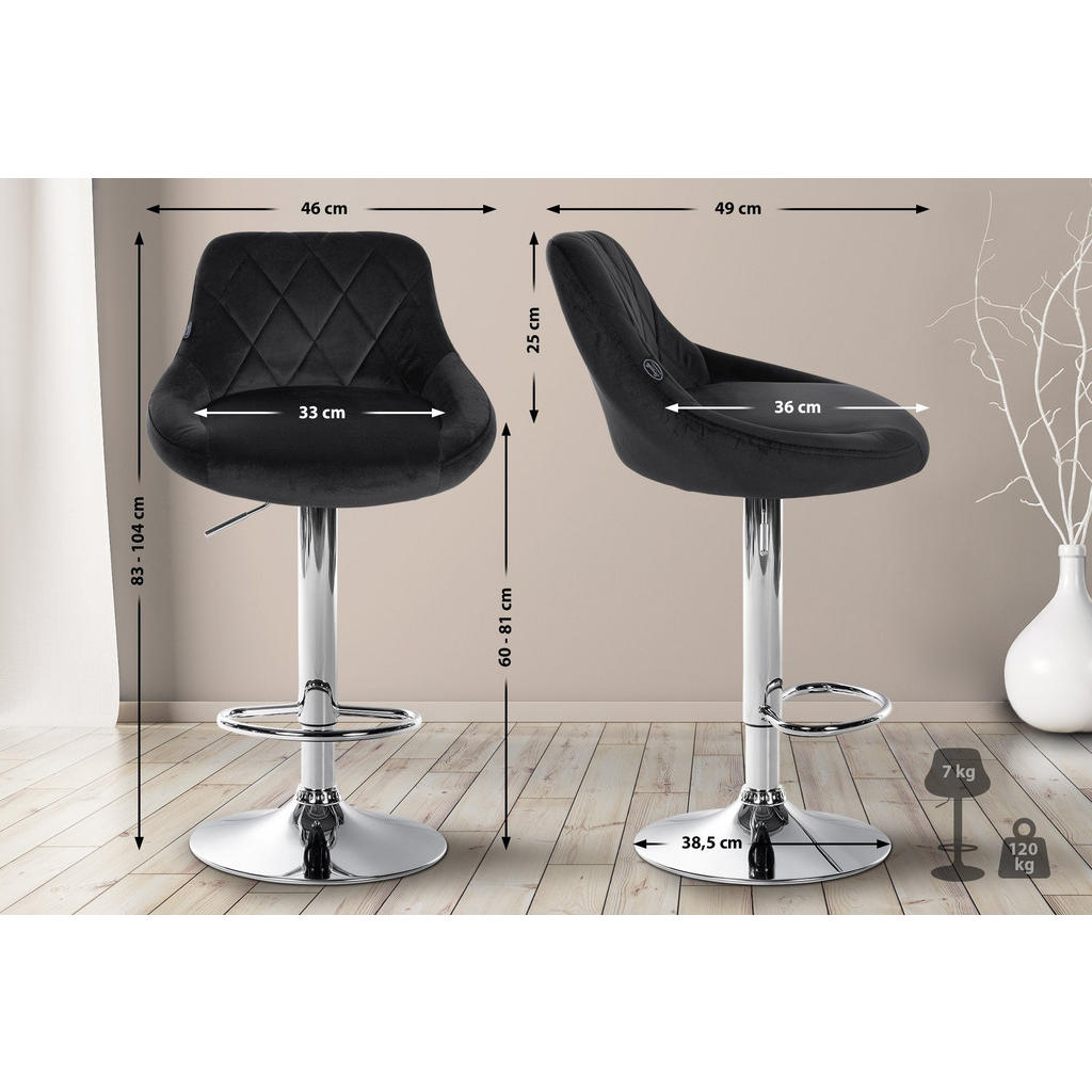 Thumbnail - CLP Barhocker, Schwarz, Textil, 46x83x49 cm, Esszimmer, Barmöbel, Barhocker