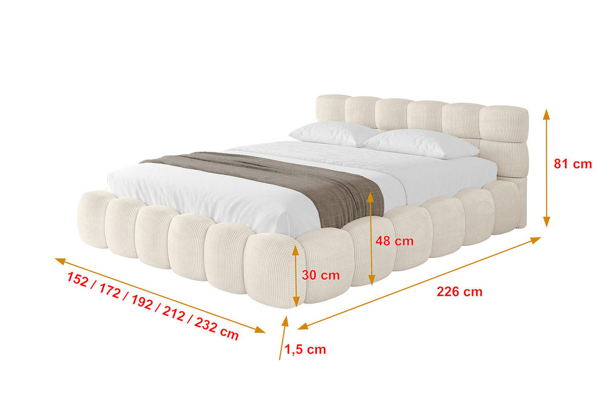 POLSTERBETT mit Bettkasten und Lattenrost, Bett mit Matratze H3/H4 - LEYA-v1 180x200 Beige - Beige, Holzwerkstoff/Textil (180/200cm) - ALTDECOR