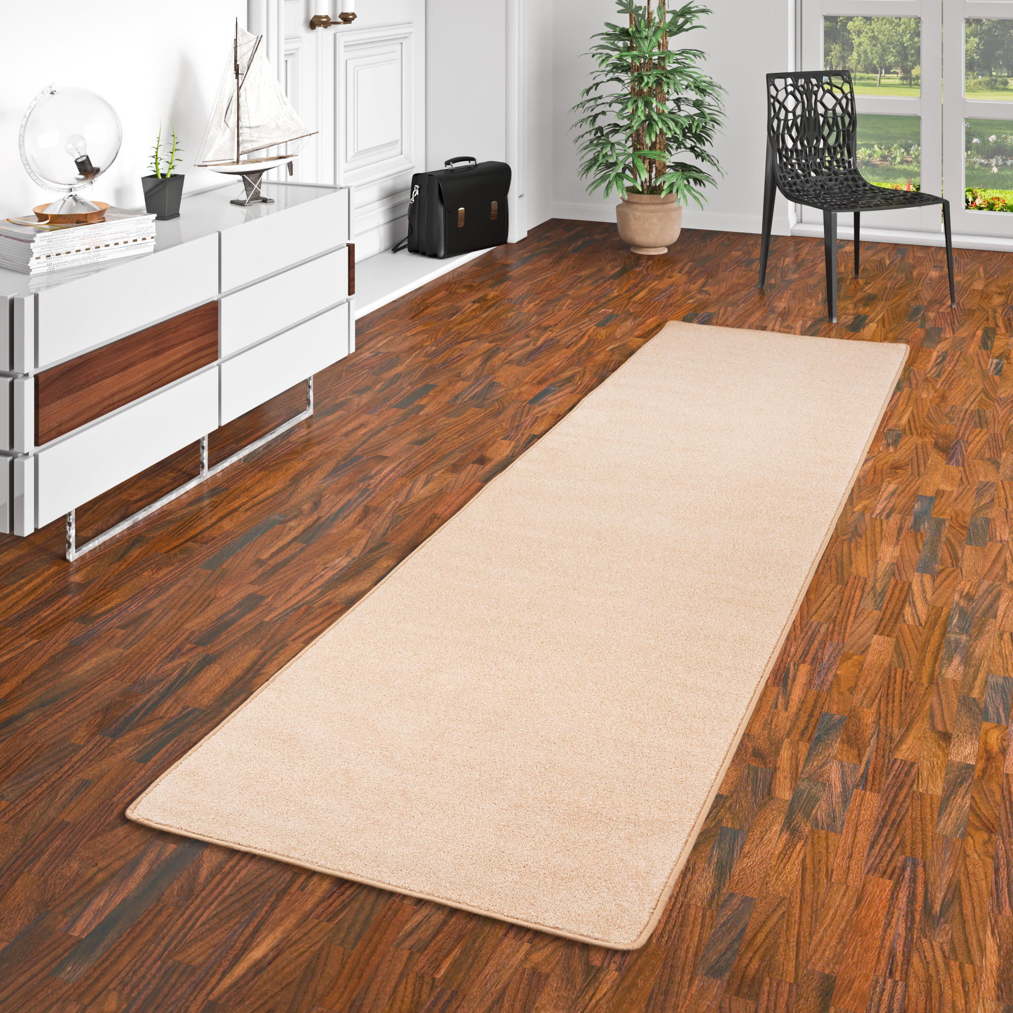 TREND VELOURS LÄUFER TEPPICH JOY - Beige, Textil (100/300cm) - Snapstyle