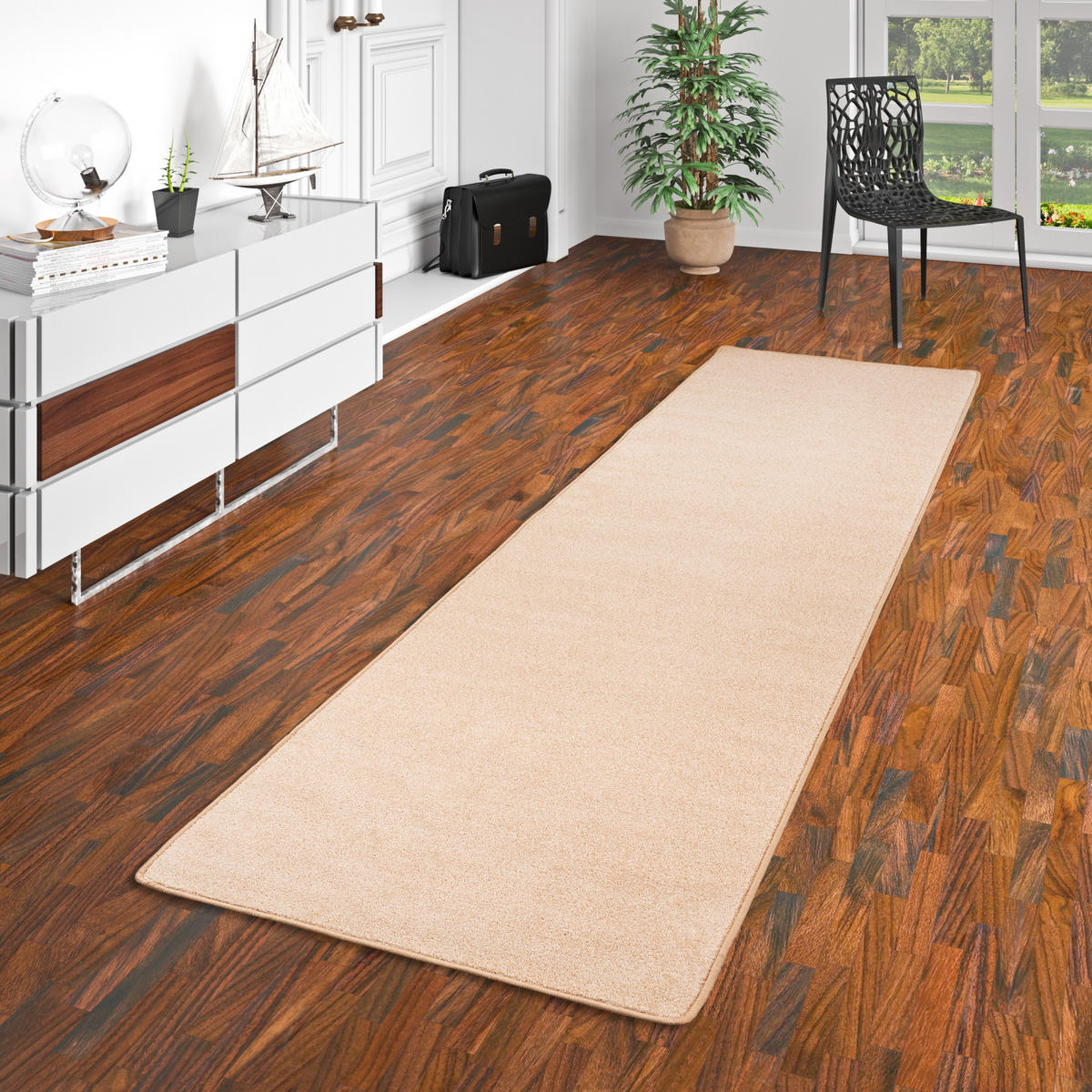 TREND VELOURS LÄUFER TEPPICH JOY - Beige, Textil (100/400cm) - Snapstyle