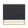 KOMMODE Veldio Schwarz mit goldenem Metallgestell 100 cm - Goldfarben/Schwarz, Holzwerkstoff/Metall (100/90/38cm) - Selsey