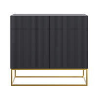 KOMMODE Veldio Schwarz mit goldenem Metallgestell 100 cm - Goldfarben/Schwarz, Holzwerkstoff/Metall (100/90/38cm) - Selsey