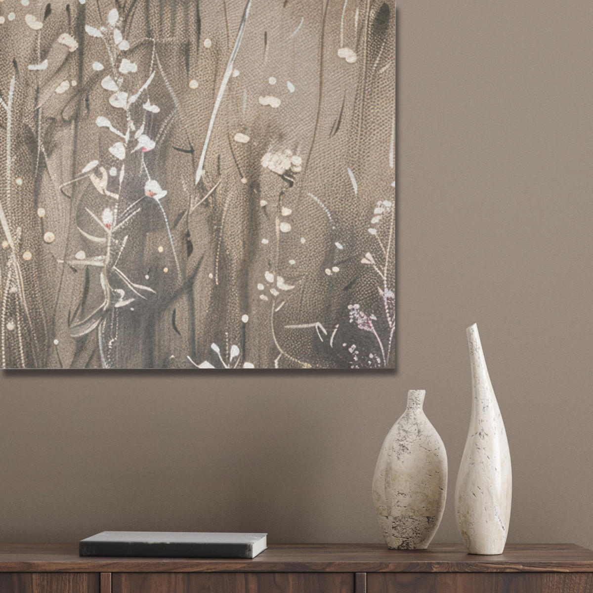 AKUSTIKPANEEL Blumen - Rosa - Modern - Beige 70x100 cm - Beige, Textil (70/0.9/100cm) - MuchoWow