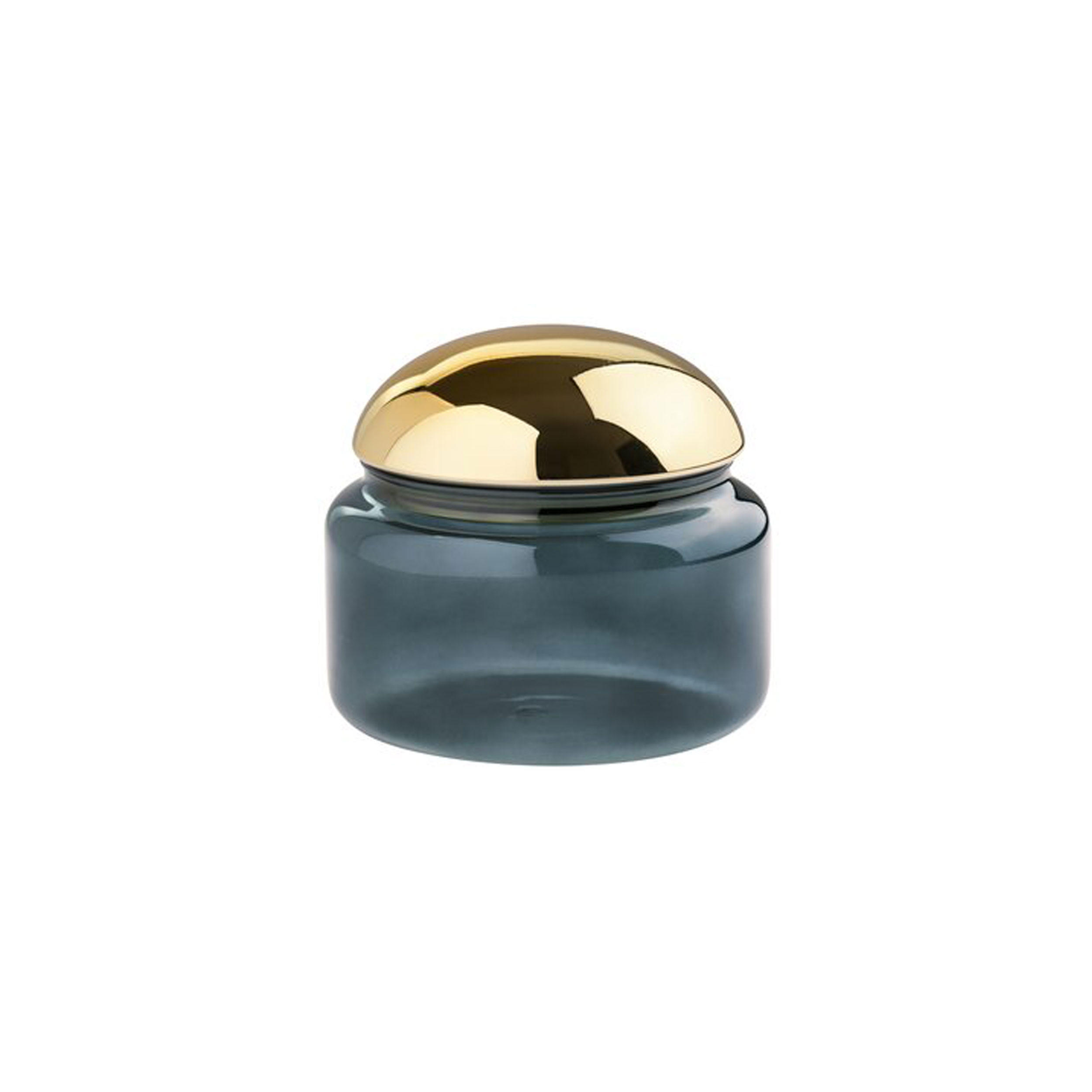 GLASDOSE Voile L, Dose, Glas, Blau / Gold, Ø 14 cm - Blau, Glas (14/14/15.5cm) - Gift Company