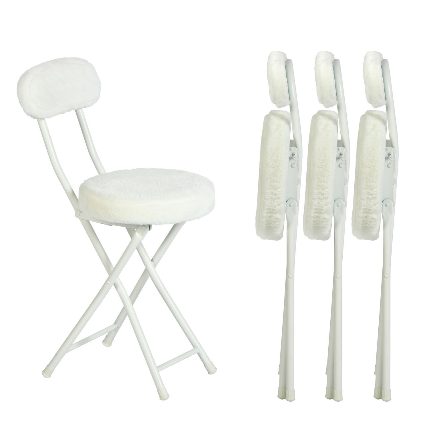 KLAPPSTUHL in Eisen Webstoff - Weiß, Metall (24.5/75/35cm) - Meubles Cosy