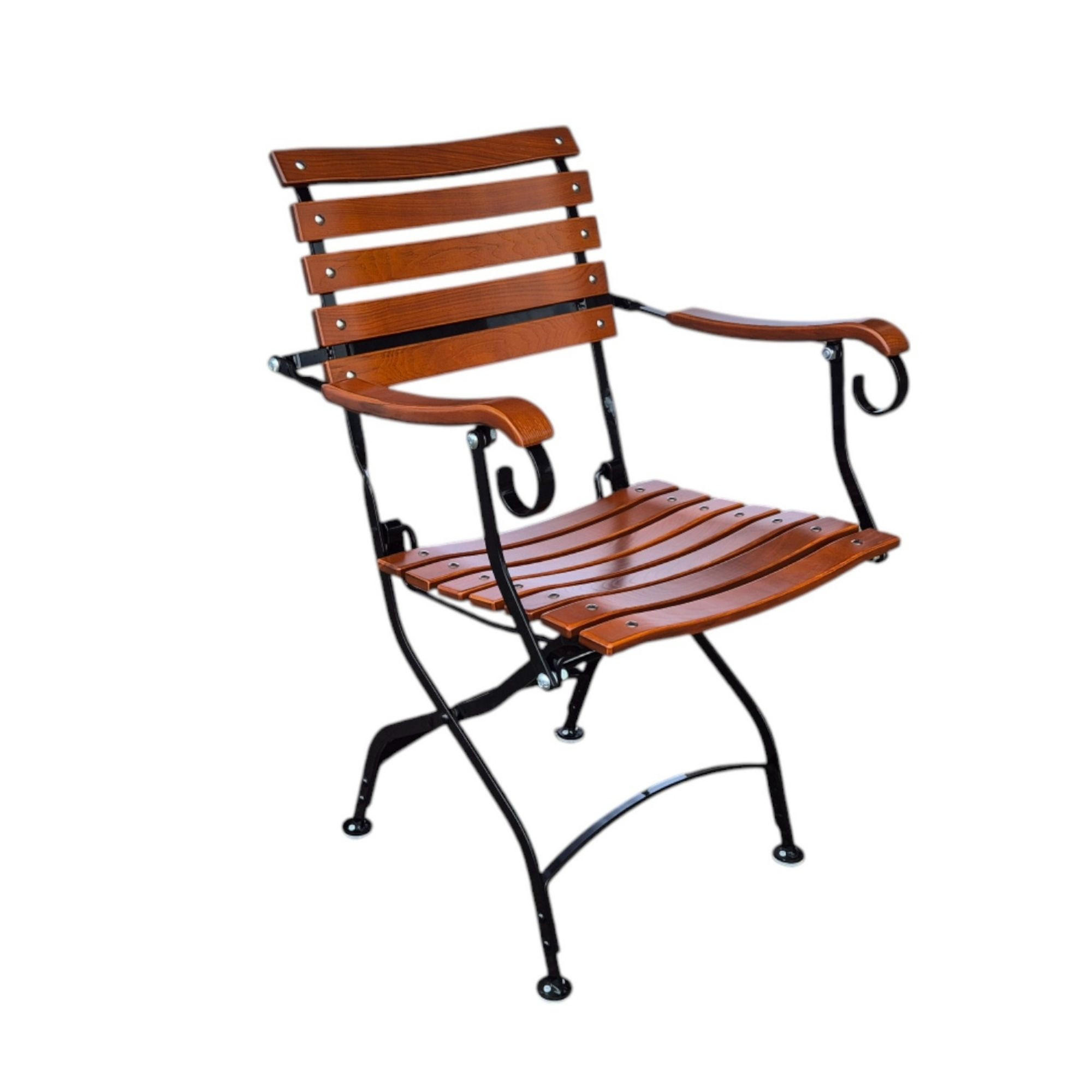 BIERGARTENSESSEL BAVARIA Mit Armlehne 1 Sitzer 90x42x46cm Klappbar Eschenholz Schwarz/Braun - Braun, Holz (46/90/42cm) - CHEFGASTRO