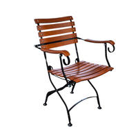 BIERGARTENSESSEL BAVARIA Mit Armlehne 1 Sitzer 90x42x46cm Klappbar Eschenholz Schwarz/Braun - Braun, Holz (46/90/42cm) - CHEFGASTRO