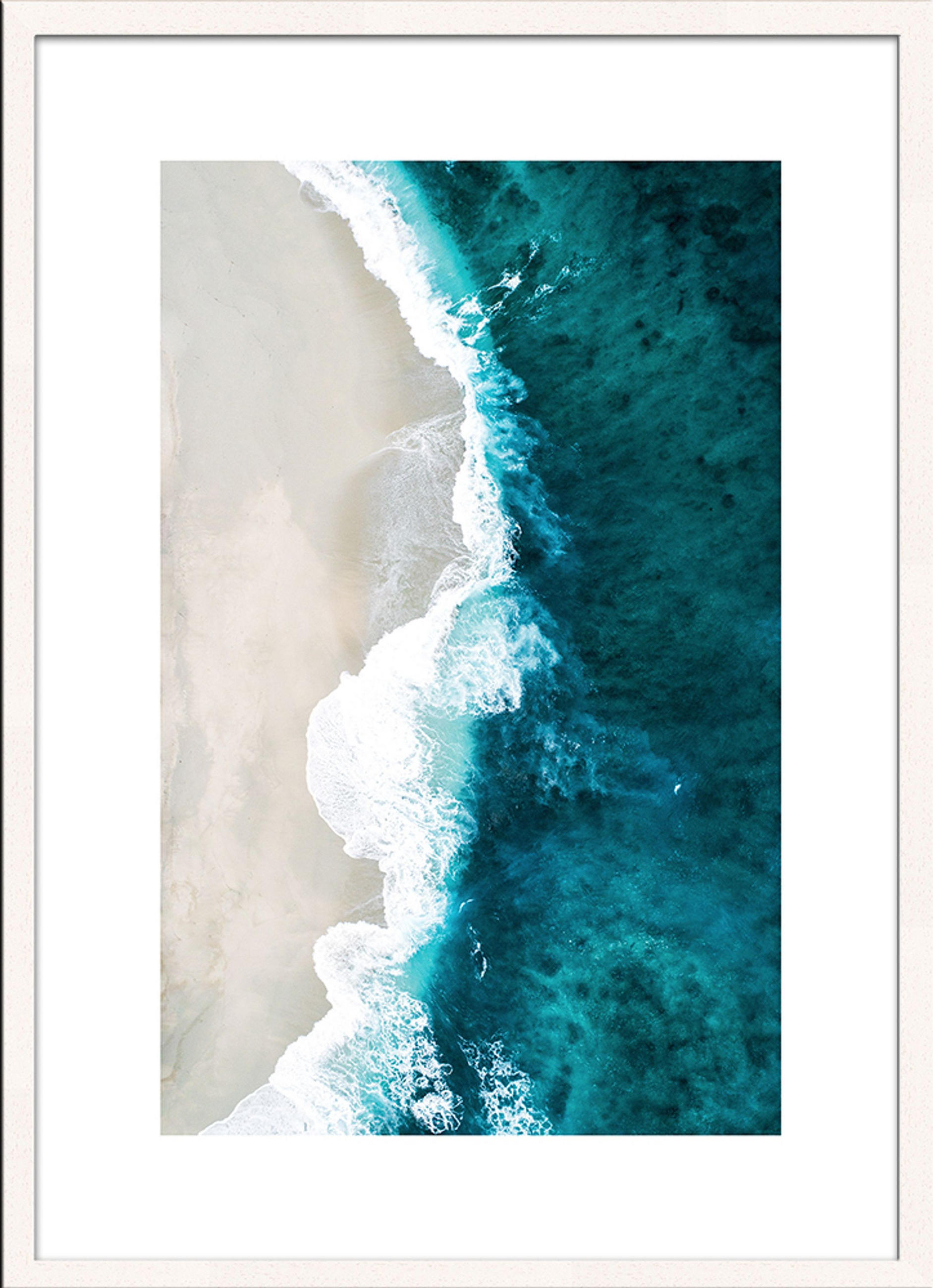 POSTER mit Rahmen 50x70 cm Strandlandschaft Türkis - Blau, Holz (51/71cm) - artissimo