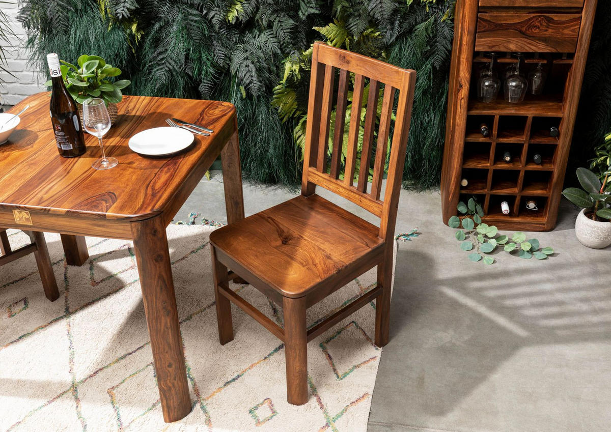 STUHL Sheesham 45x45x100 walnuss gewachst TORONTO #231 - Walnussfarben, Holz (45/100/45cm) - Massivmoebel24