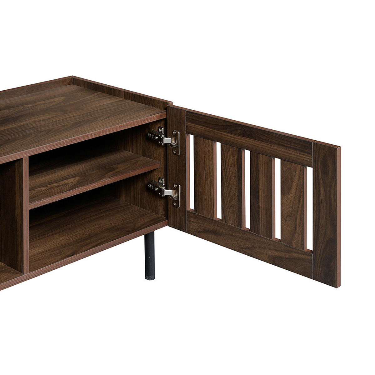 LOWBOARD in 160 x 40 x 47 cm, Durchbrochenem Design,Walnussholzfarbe - Walnussfarben, Holzwerkstoff (160/47/40cm) - KOMHTOM