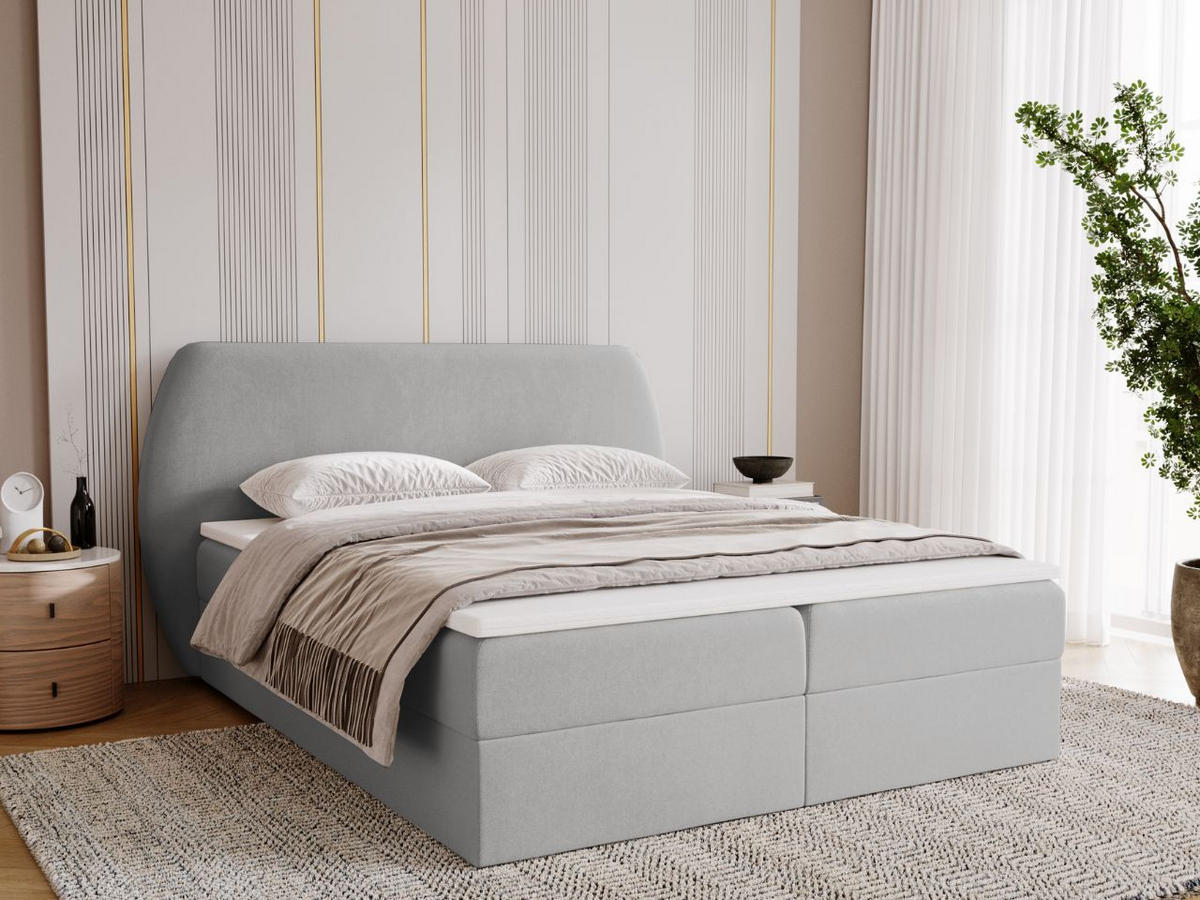 BOXBETT Bogota 140x200 Hellgrau - Hellgrau, Holz/Textil (140/200cm) - Graingold