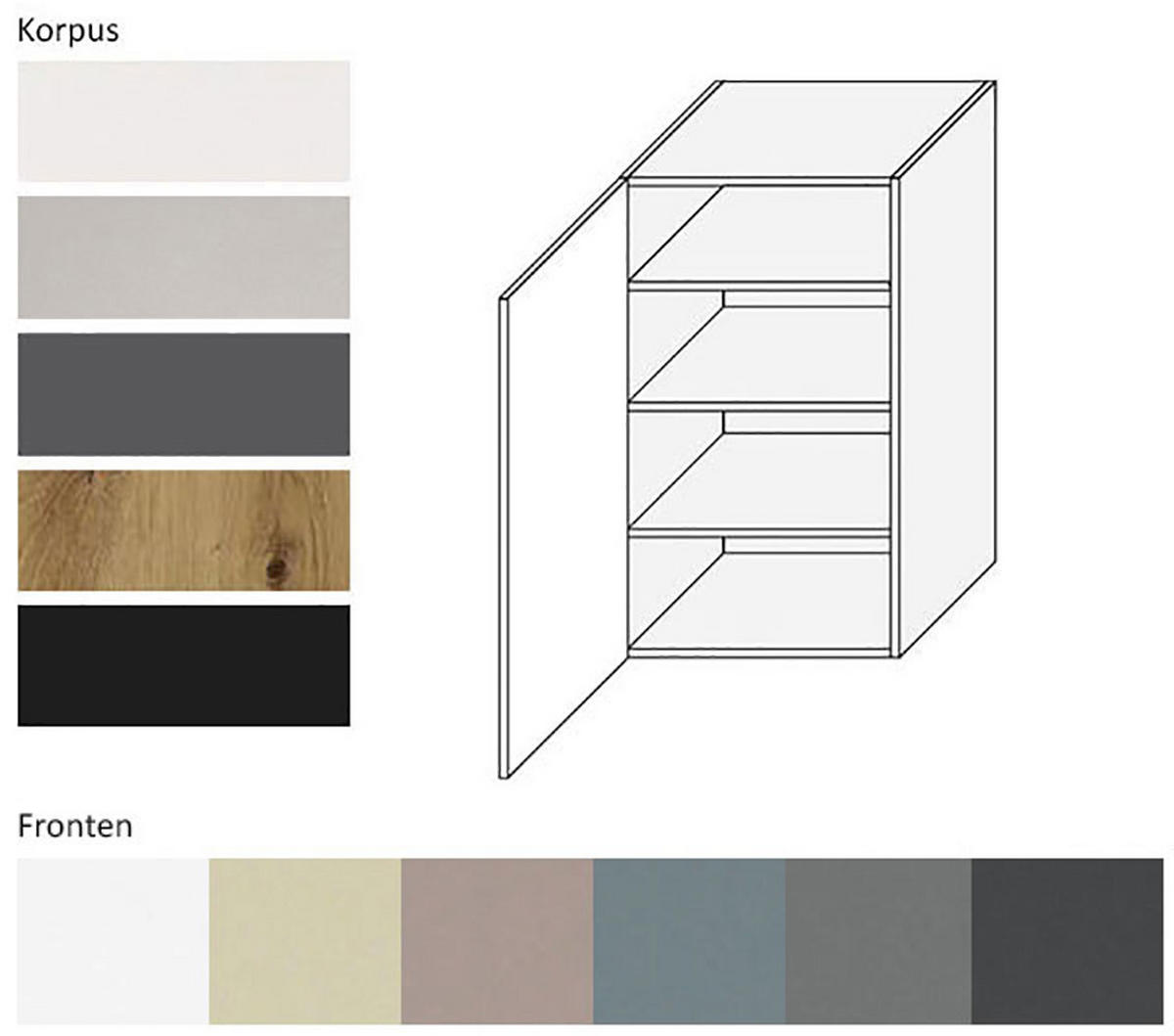 KÜCHENHÄNGESCHRANK Kvantum W4/50 Weiß Matt / Grau Matt 50 / 32,5 / 96cm - Weiß/Grau, Holz/Holzwerkstoff (50/96/32.5cm) - Feldmann-Wohnen