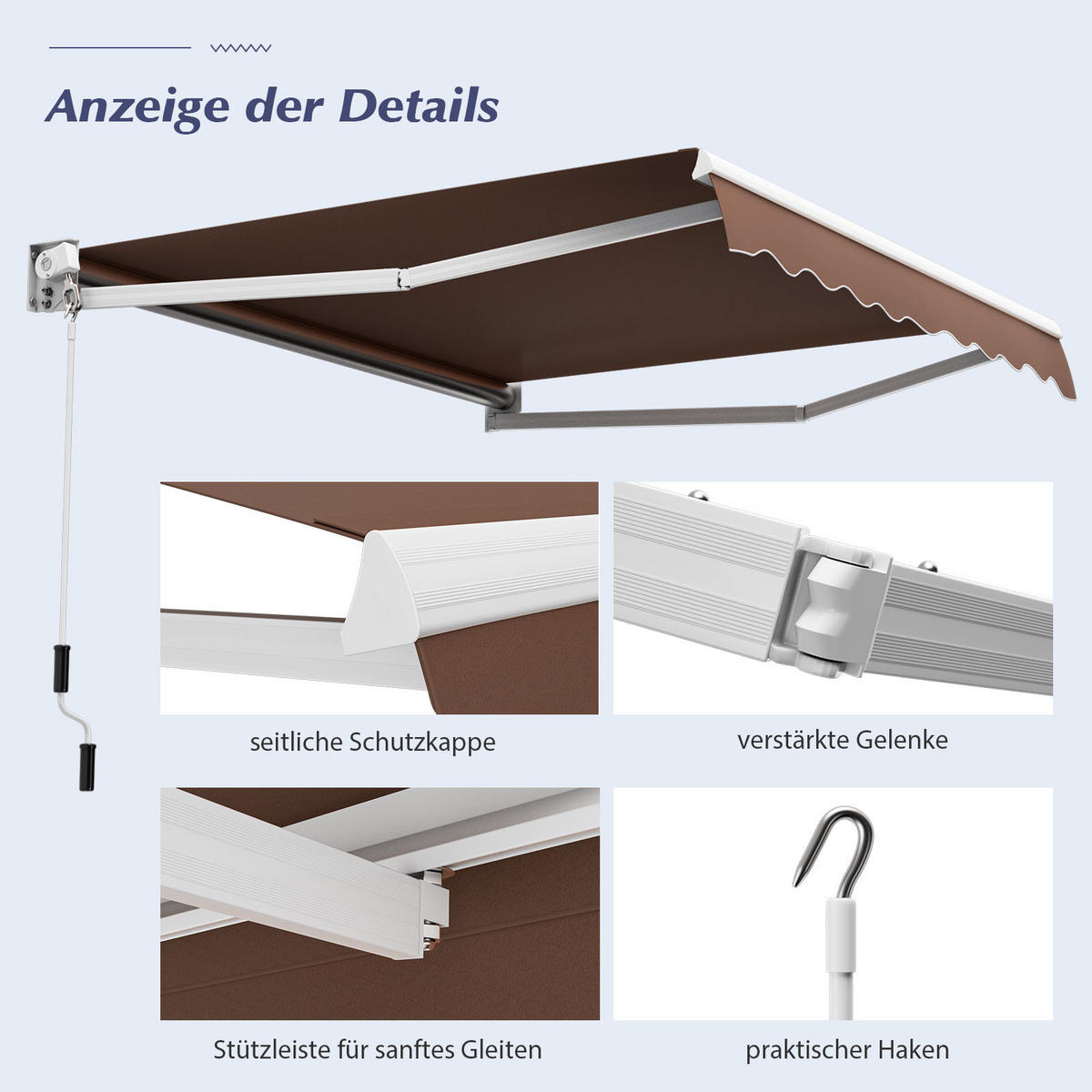 GELENKARMMARKISE Braun - Braun, Metall (250/1/295cm) - COSTWAY
