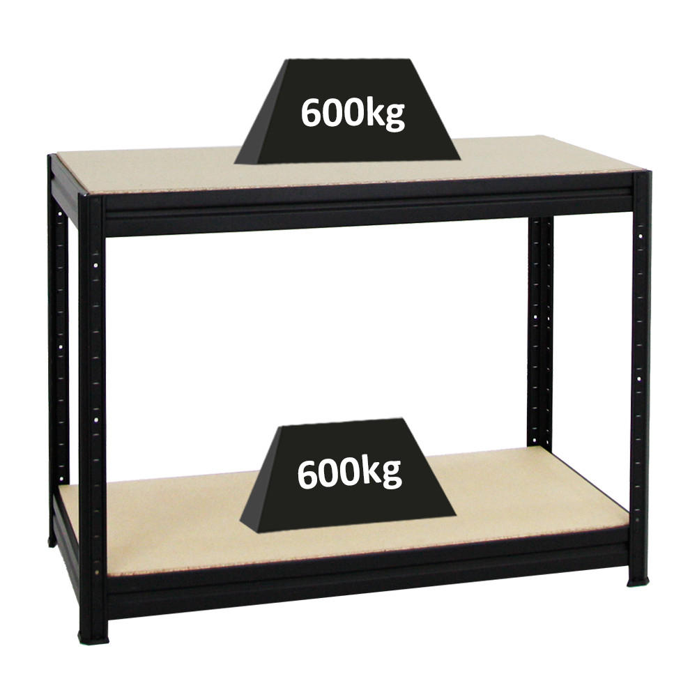 WERKBANK Dino höhenverstellbar 90x120x60 cm Traglast 600 kg Schwarz - Schwarz, Metall (120/87/60cm) - PROREGAL