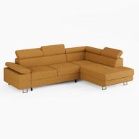 ECKSOFA CAROLINE Rechts Gelb Cord-Stoff L-Form Couch mit Schlaffunktion & Bettkasten - Chromfarben/Gelb, Textil (190/253cm)