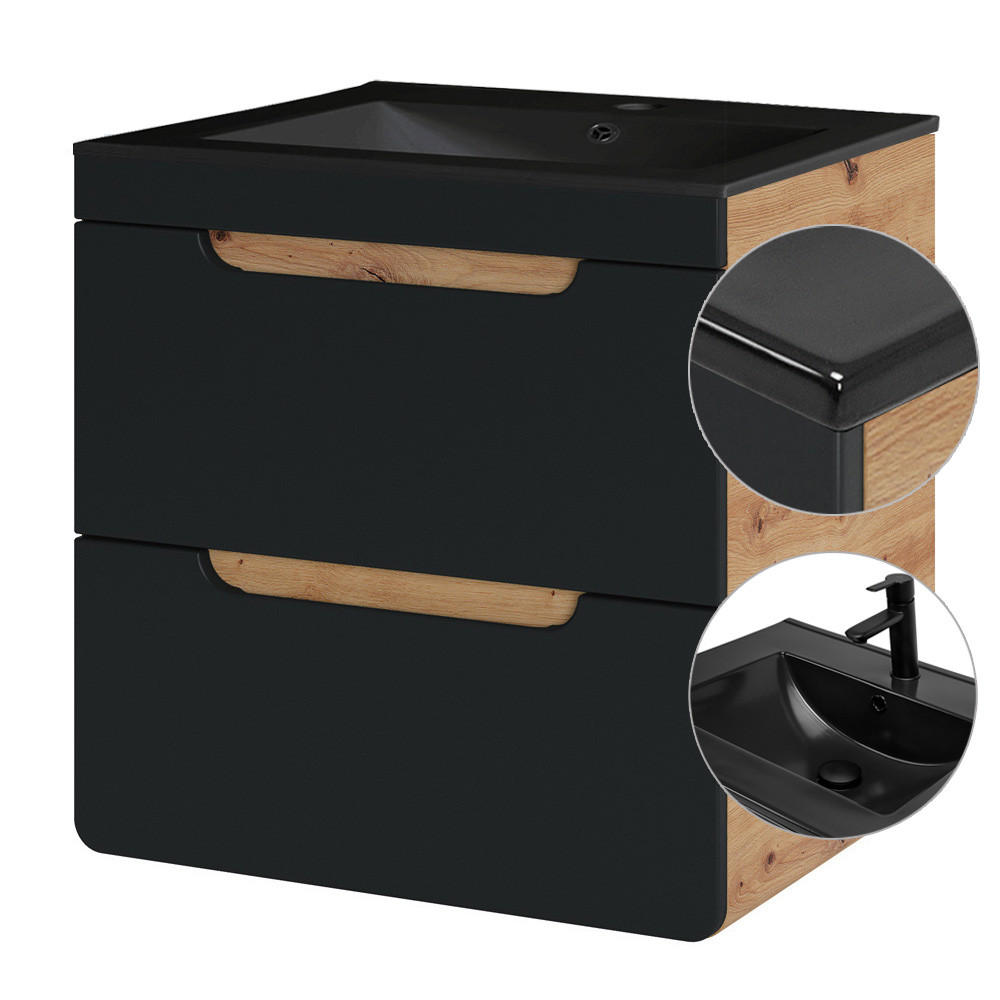WASCHTISCH NEW-LUTON-114 New - Anthrazit, Holzwerkstoff (61/61/46cm) - Lomado
