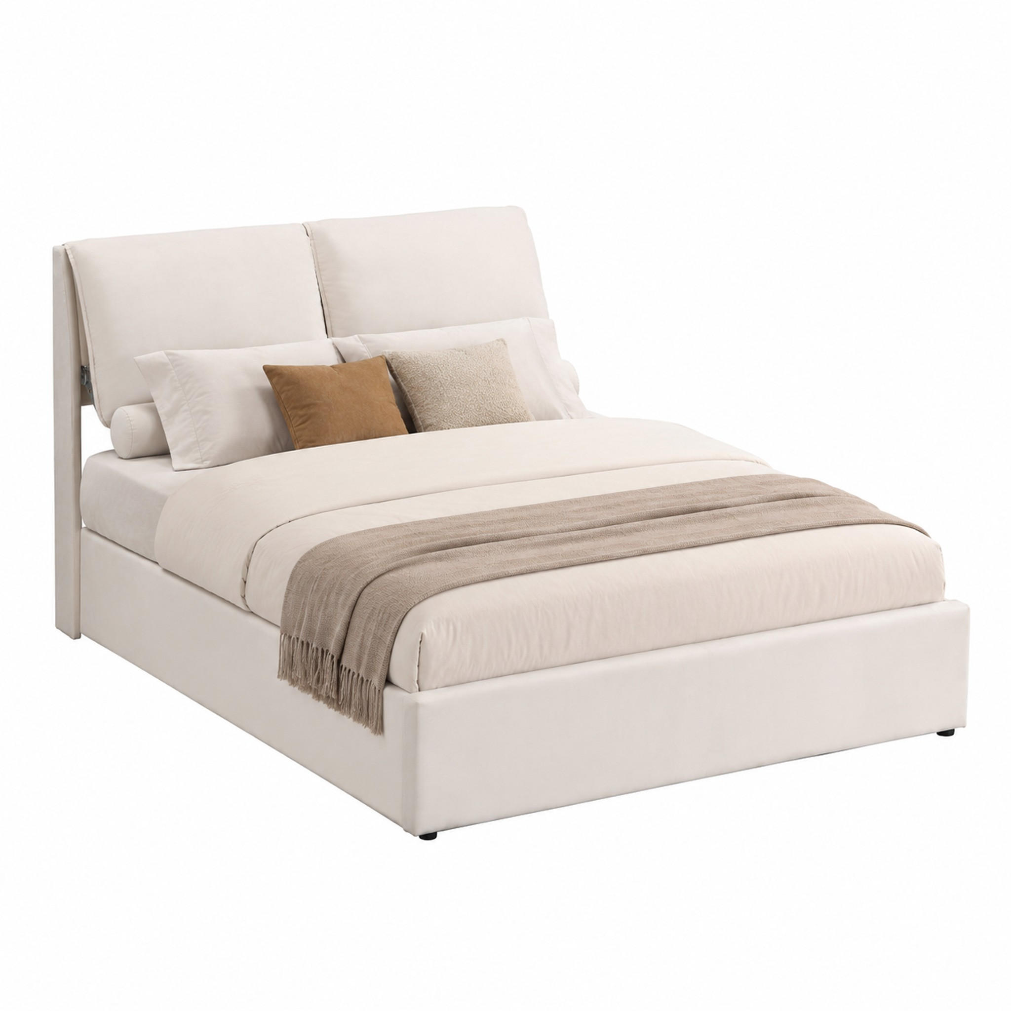 POLSTERBETT mit Bettkasten und 3 Schubladen 140x200 cm Samt Beige - Beige, Metall (140/200cm) - Meubliv