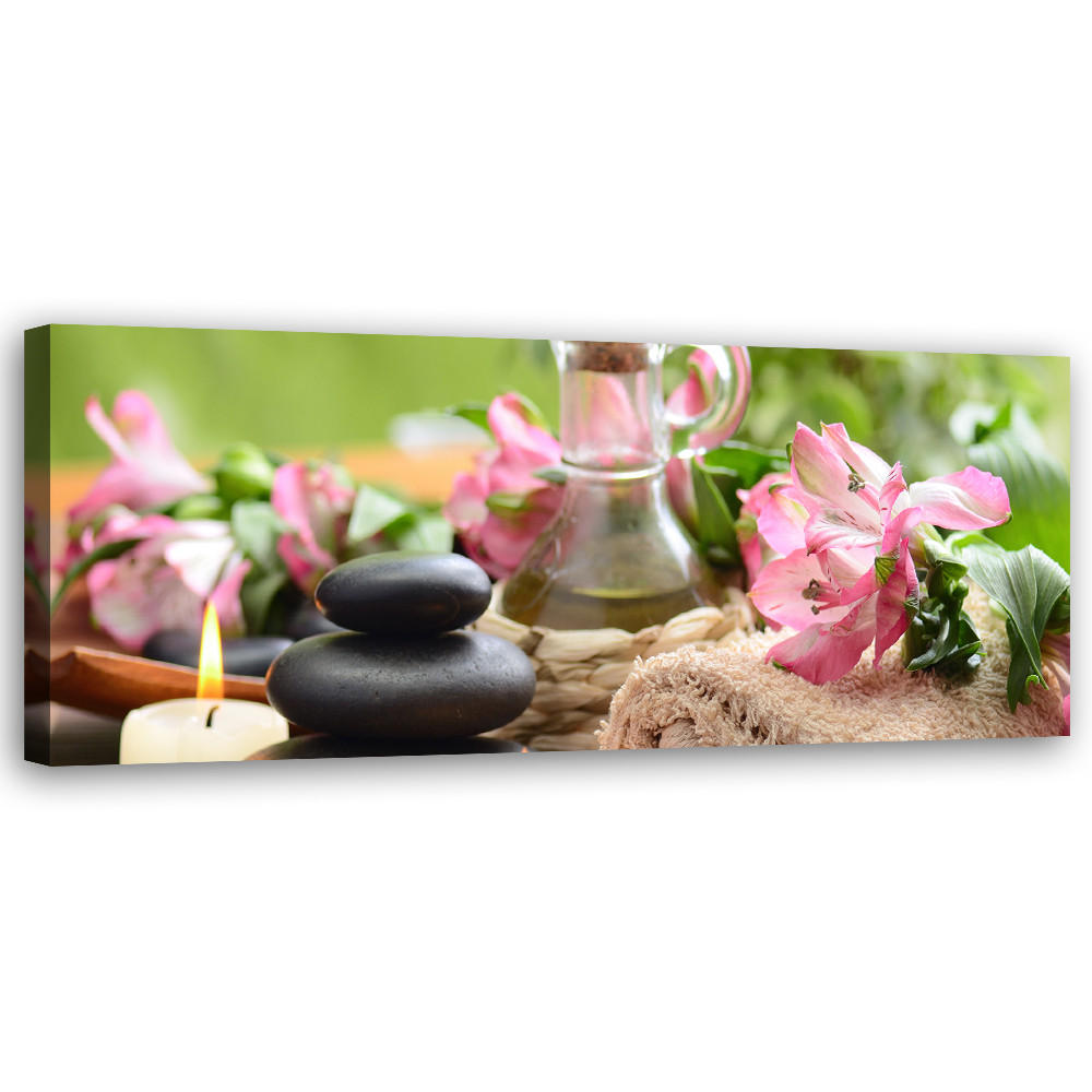 WANDBILD zen stones kerze handtuch - Pink, Textil (90/30cm) - Feeby