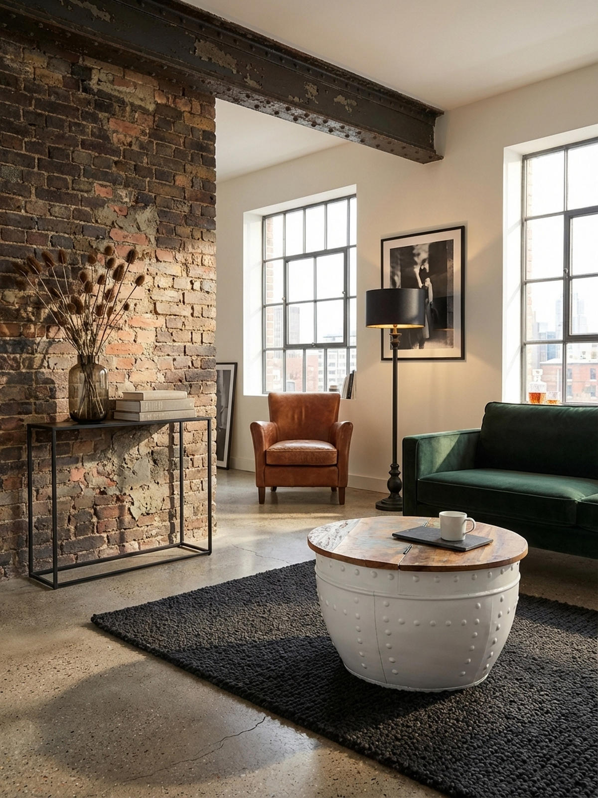 COUCHTISCH Massivholz mit klappbarer Tischplatte im industriellen Stil und Metallgestell, Weiß 60x60x36 cm - Weiß, Holz/Metall (60/60/36cm) - KADIMA DESIGN