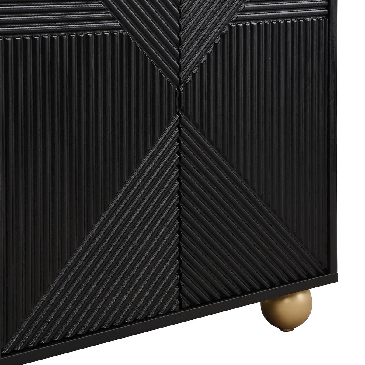 SIDEBOARD in Schwarz Anrichte mit kugelförmigen Beinen für Wohnzimmer und Schlafzimmer, B120/T35/H71.5 cm - Goldfarben/Schwarz, Holzwerkstoff/Metall (120/71.5/35cm) - STILVORA