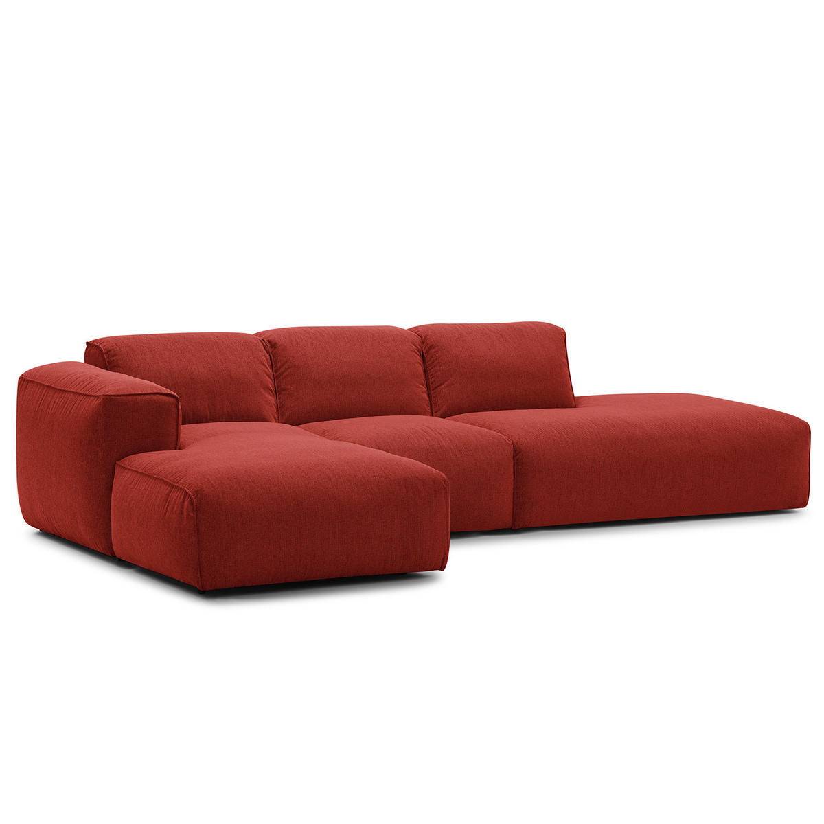 ECKSOFA mit Chaiselongue - Rot/Schwarz, Kunststoff/Textil (290/173cm) - home24