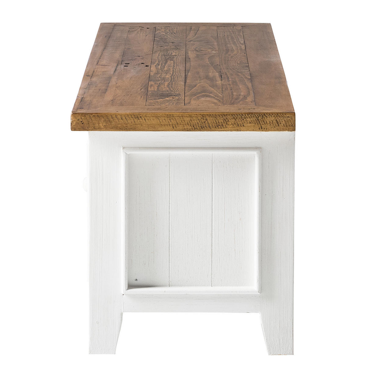 GARDEROBENBANK mit Schubladen - Kiefer massiv - Kiefer / Weiß - Weiß, Holz (120/45/40cm) - home24