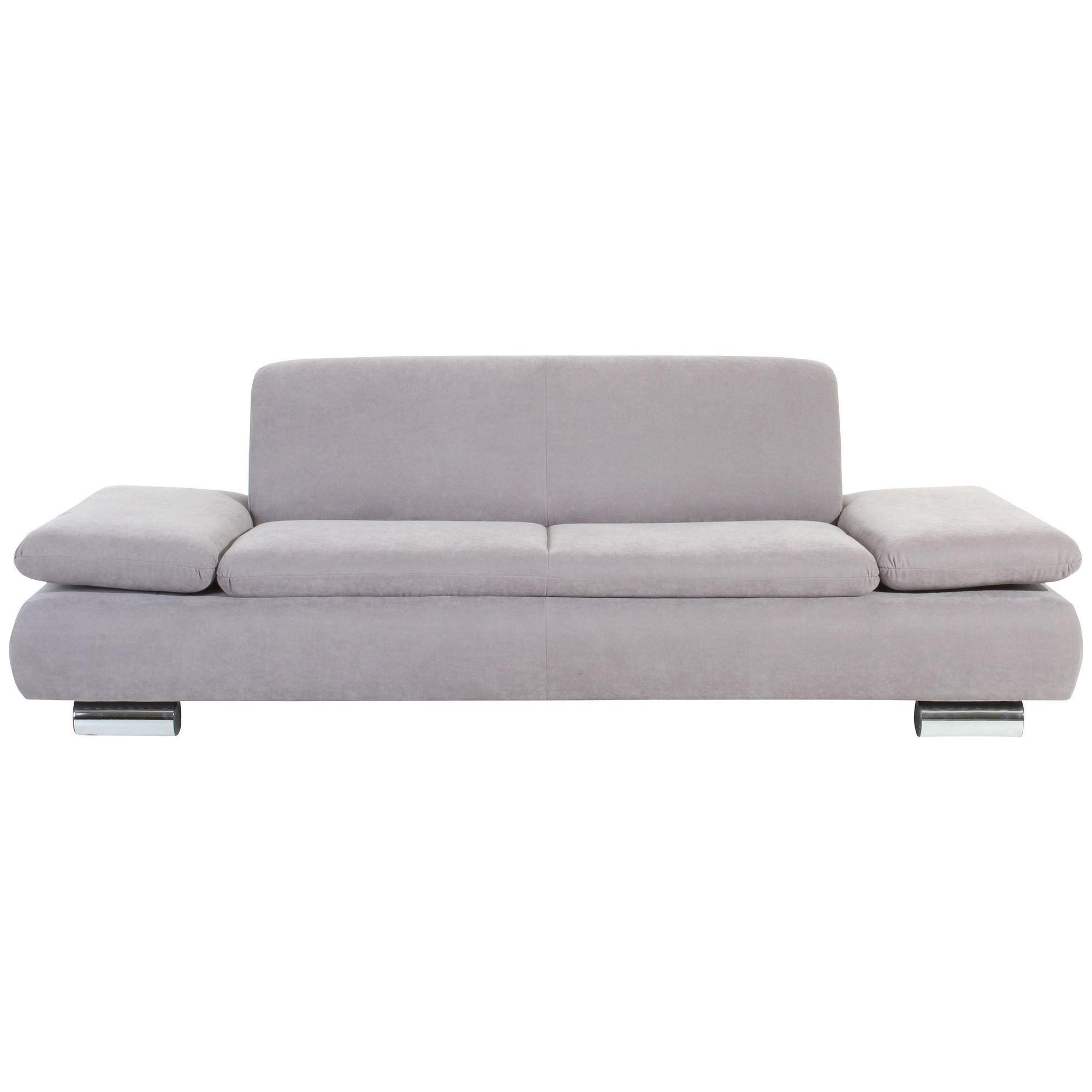 SOFA 2,5-Sitzer Kaye Bezug Veloursstoff Metallfuß verchromt / silber - Grau, Kunststoff (221/76/90cm) - 58aufmkessel