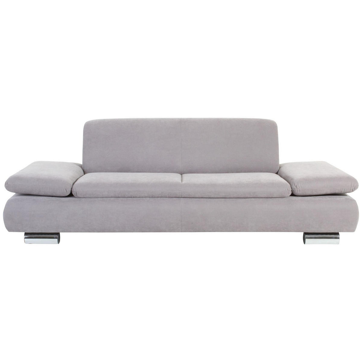 SOFA 2,5-Sitzer Kaye Bezug Veloursstoff Metallfuß verchromt / silber - Grau, Kunststoff (221/76/90cm) - 58aufmkessel