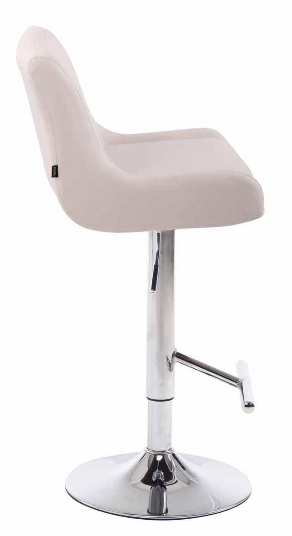 BARHOCKER 2er Set Lederlook weiß - Chromfarben/Weiß, Textil/Metall (43/90/50cm) - CLP