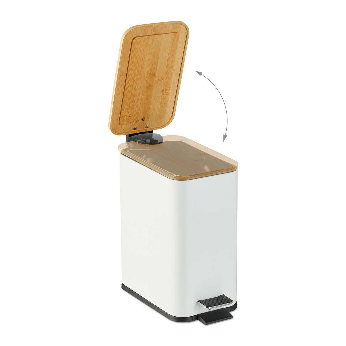 MÜLLEIMER - Weiß, Holz/Kunststoff (14.5/28.5/27cm) - Relaxdays