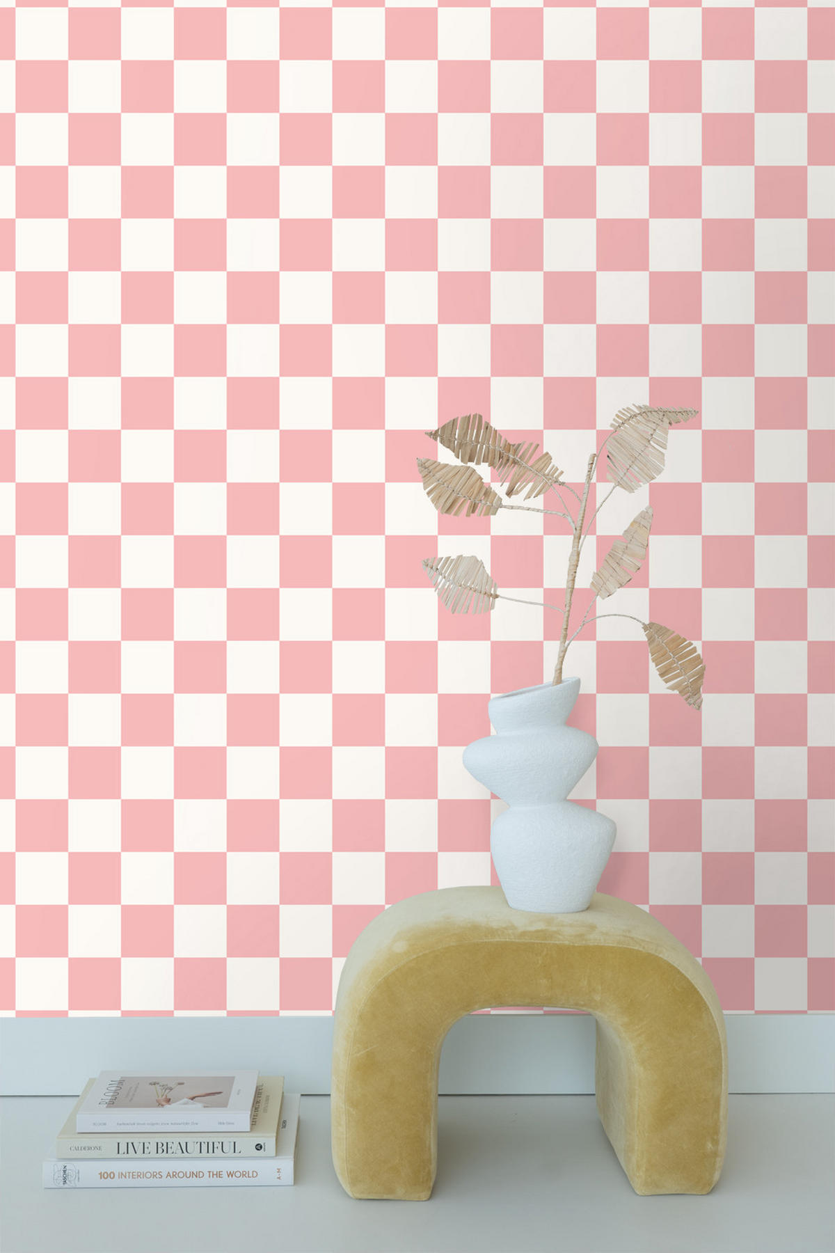 TAPETE Karomuster 53 cm x 10.05 m - Pink, Papier (53/1000cm) - ESTAhome