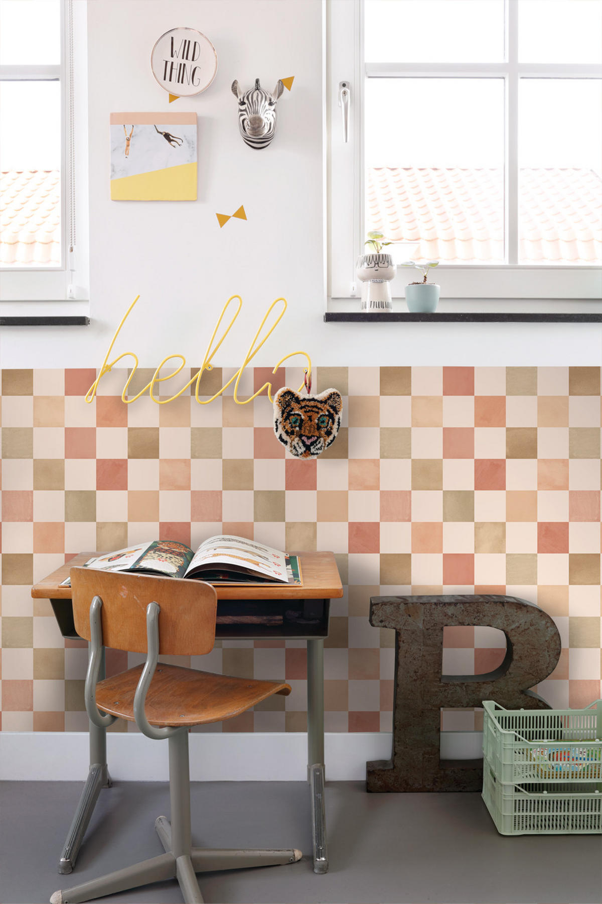 TAPETE Karomuster 50 x 900 cm - Beige, Papier (50/0.1cm) - ESTAhome