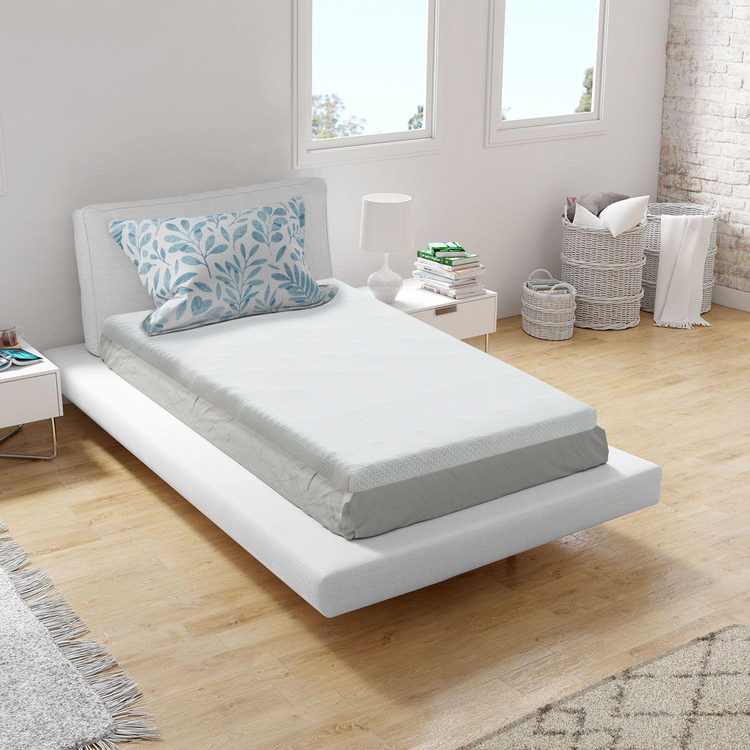 TOPPER 90x200 cm 7-Zonen Matratzenschoner aus Memory Foam - Weiß, Textil (90/200cm) - Juskys
