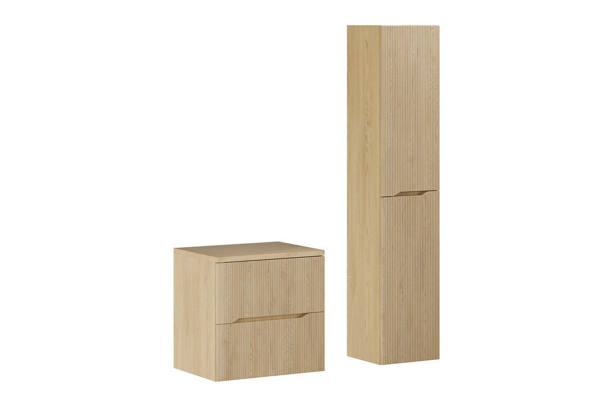 BADMÖBEL-SET 3 Teile 60 cm - Nordic Cremona N BM397 in Cremona-Eiche - Eichefarben, Holz (60/170/40cm)