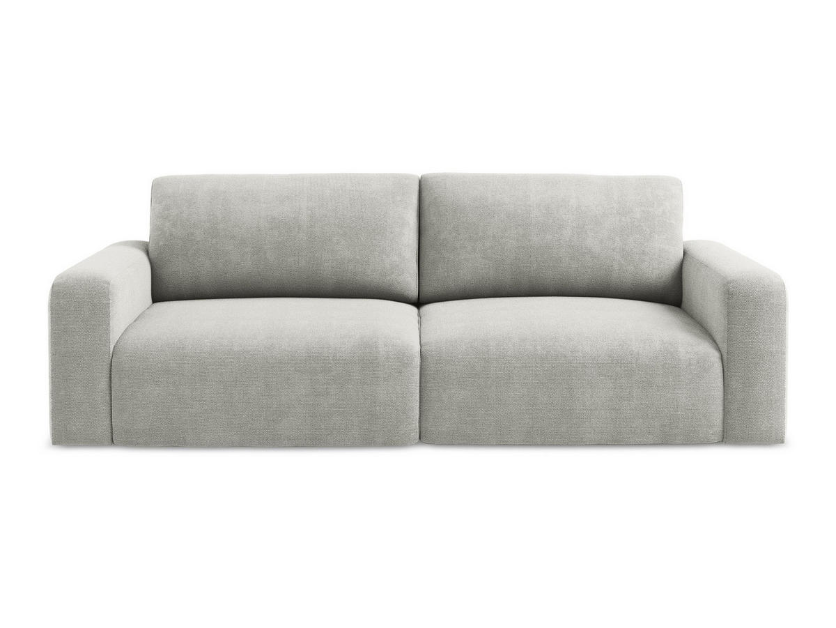 3-SITZER SOFA mit Schlaffunktion Chenille Stoff Grau - Hellgrau/Schwarz, Kunststoff/Textil (244/79/102cm) - Makamii