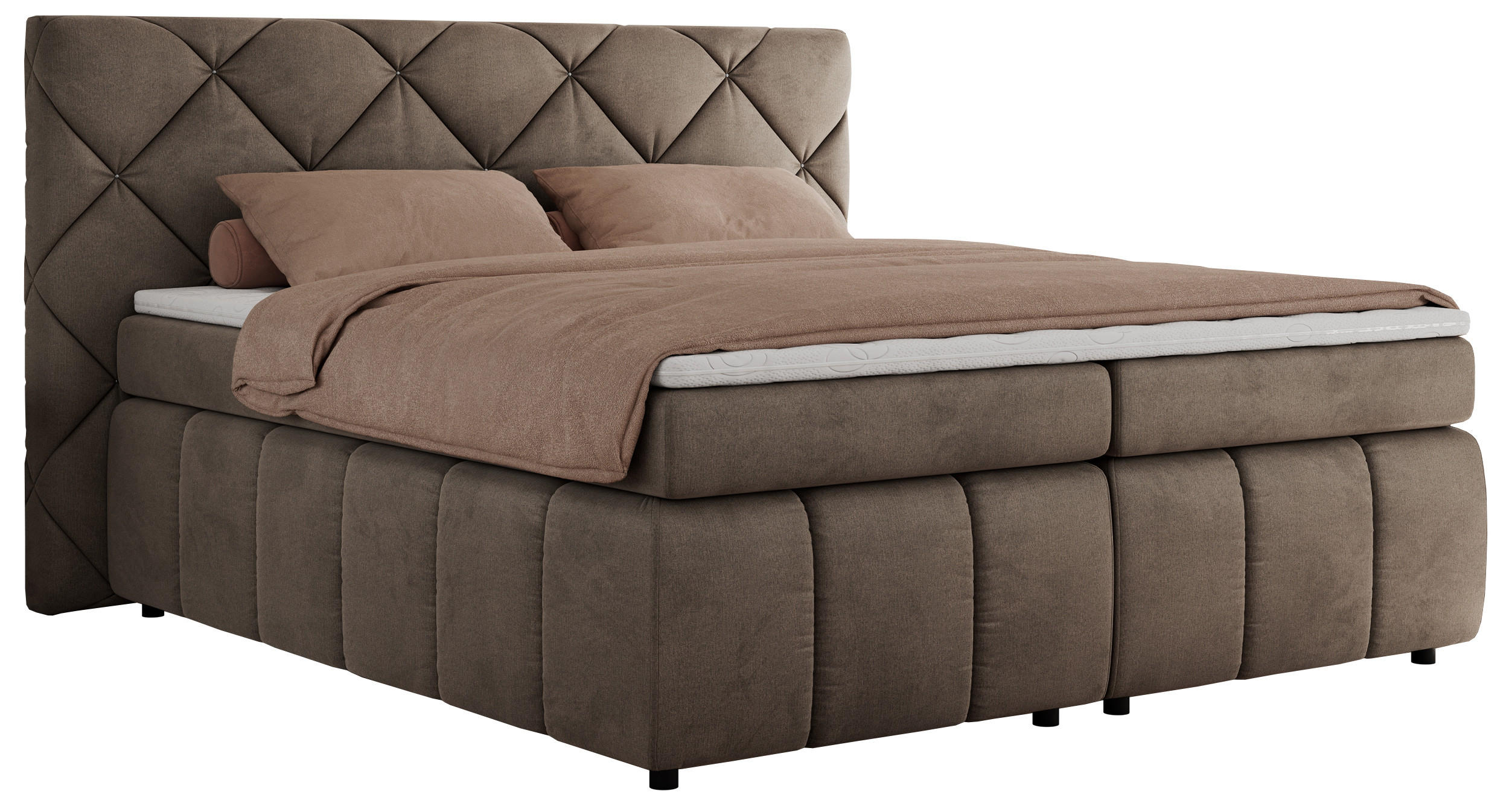 BOXBETT RITA 140/200 - Braun Velvet - H3 - Braun, Holz/Textil (140/200cm)