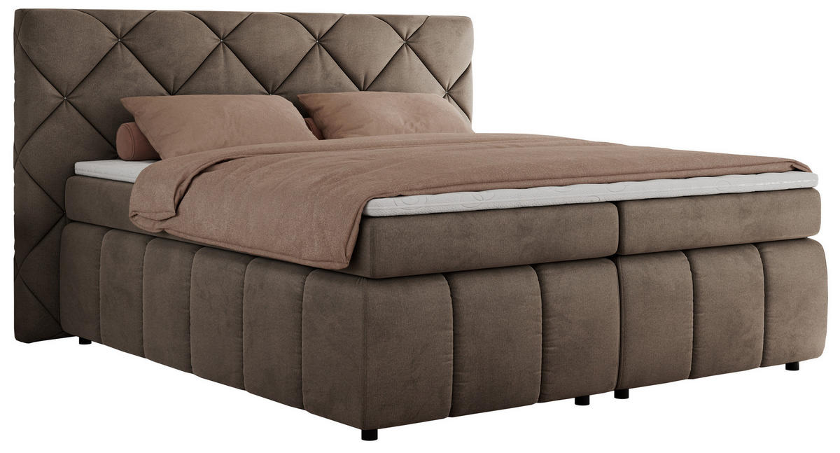 BOXBETT RITA 140/200 - Braun Velvet - H3 - Braun, Holz/Textil (140/200cm)