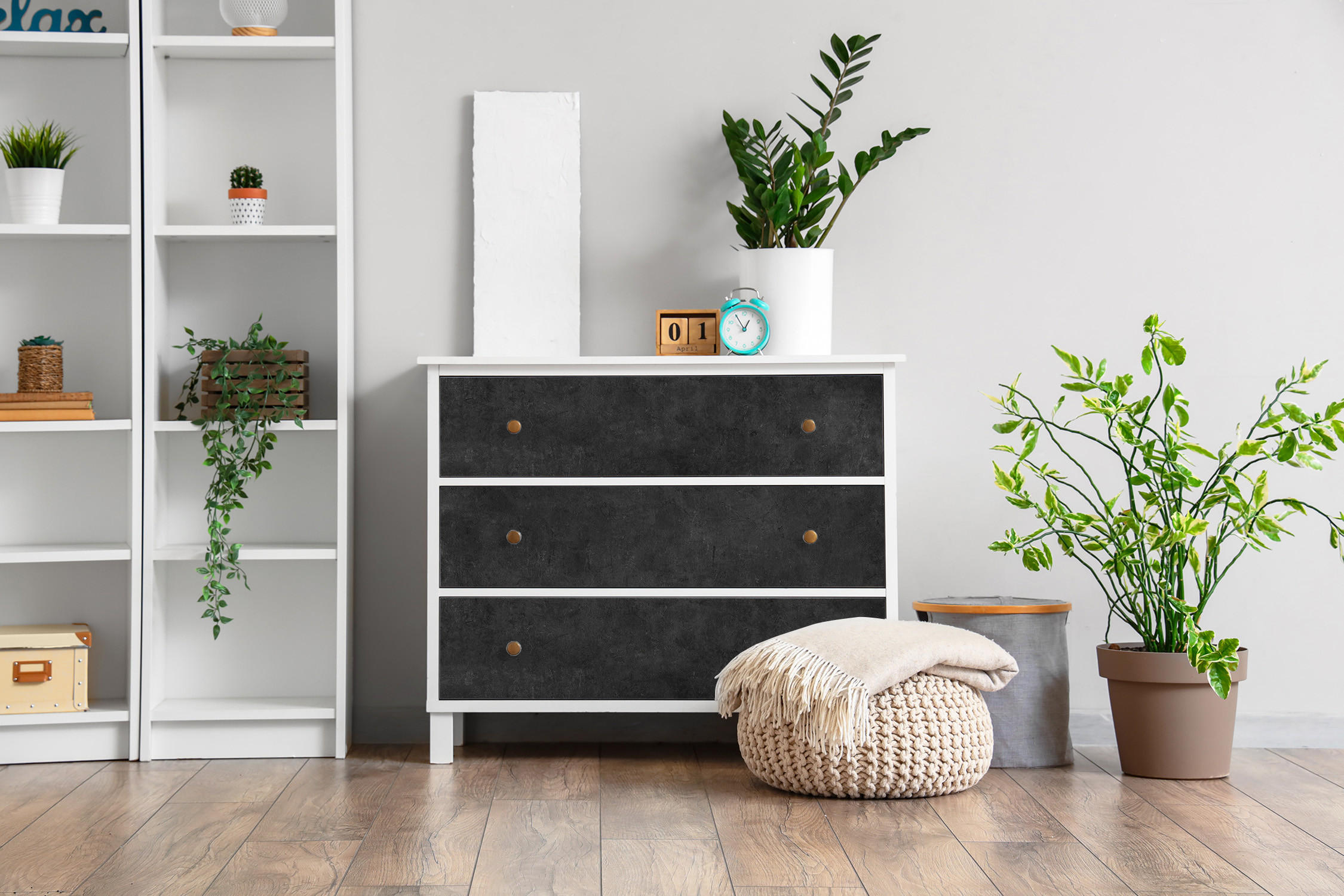 MÖBLAUFKLEBER 100x50 cm dunkelgrau - Zinkfarben, Kunststoff (100/50/0.1cm) - Wallfluent