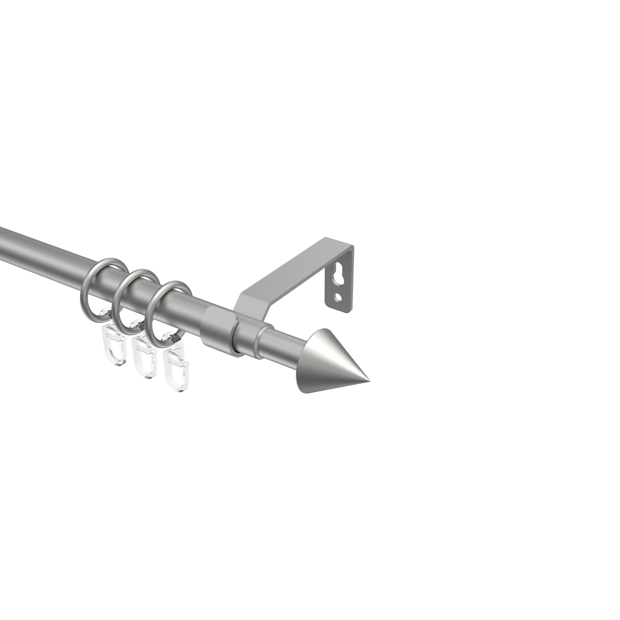 TELESKOP-GARDINENSTANGEN-SET Hera Cone 130-240 cm, 1-läufig, 16/13 mm Ø Silbergrau - Silberfarben/Alufarben, Kunststoff/Metall (240cm) - INTERDECO